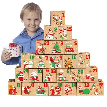  Noel Şeker Kutusu Advent Takvimi Geri Sayım Sarıcı Kutusu Parti Noel Dekorasyon Malzemeleri Yeni Yıl Partisi Hediye Navidad