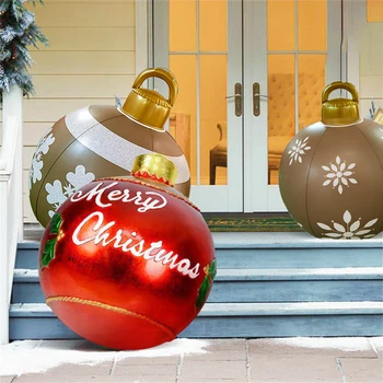  60CM Açık Noel Şişme Dekorasyon Topu PVC Dev Büyük Büyük Topları Ağaç Süsleri Dış Dekorasyon Oyuncak Top