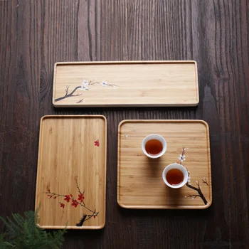  El Boyalı Kuru Demlenmiş Bambu çay tepsisi Basit Küçük çay tepsisi çay masası çay seti Aksesuarları Ofis ve Ev çay tepsisi