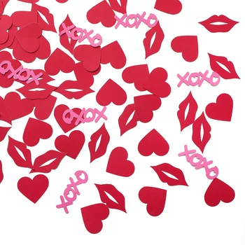  100/200 adet Kırmızı Aşk Kalp Kırmızı Dudak Şekli Atma Konfeti Düğün sevgililer Günü Gelin Duş Yıldönümü DIY Parti Masa Dekor