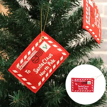  10 Adet Noel Asılı Zarf Dekorasyon Noel Baba Dekorasyon Noel Ağacı Kumaş Kırmızı Dilek Mektubu Süs Kolye Noel Hediyesi