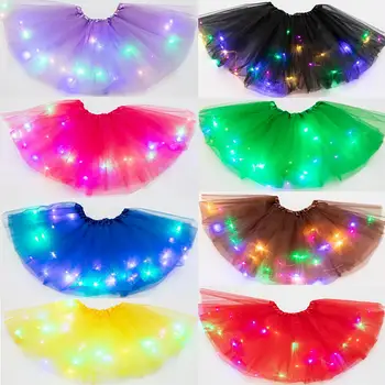  Kız Kabarık Prenses Dans Etek Kız Tutu Etekler Neon led ışık Glow Bale Sahne Dans Mini Elbise Çocuklar Peri Doğum Günü Hediyeleri