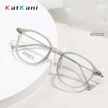  KatKısı Moda Retro Yuvarlak Gözlük Ultra Hafif Titanyum TR90 Gözlük Optik Reçete Gözlük Çerçeve Erkek Kadın Gözlük