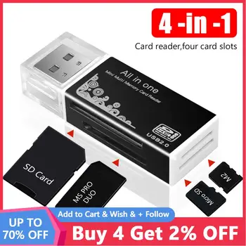 4 in 1 kart okuyucu USB 2.0 Çoklu kart okuyucu Bellek Adaptörü Memory Stick Pro Duo Mikro SD / T-Flash / M2 / MS kart okuyucu