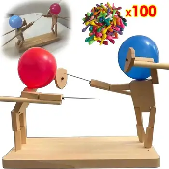  Balon Bambu Adam Savaş Ahşap Botlar Savaş Oyunu İki Oyuncu Hızlı Tempolu Balon Savaş Oyunu 100/20 Balonlar Hediye Oyuncak