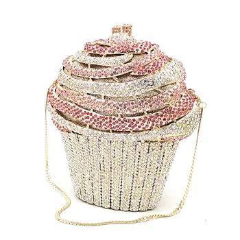  Moda kadın aksesuarları güzel elmas lüks manşonlar büyük kek dondurma kristal çantalar Gelin düğün parti çantalar