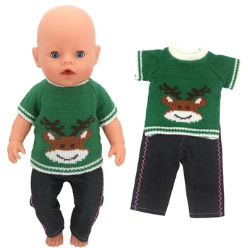  43cm Bebek oyuncak bebek giysileri Kazak + Kot 17-18 inç oyuncak bebek giysileri Kıyafet Yeni Bebek Doğan Aksesuarları Nendoroid Giysileri Yılbaşı Hediyeleri