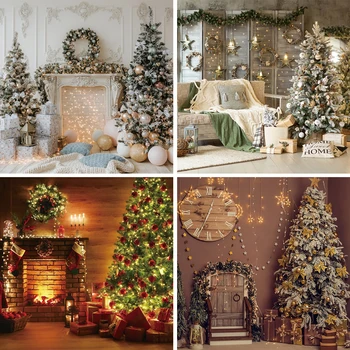  Noel Zemin Ev Dekorasyon Noel Ağacı Kapalı Şömine Photocall Fotoğraf fotoğraf stüdyosu için arka planlar