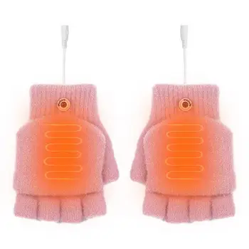  USB el ısıtıcı eldiven soğuk hava sıcak örgü yün termal eldiven ısıtmalı yazarak soğuk hava eldiven USB şarj edilebilir kış