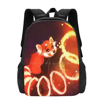  Kırmızı Panda Yeni Gelenler Unisex Çanta okul çantası Sırt Çantası Kırmızı Panda Ayı Sihirli Yüzükler Kuyruk Yangın Halkası Duygusal Yanan Umut