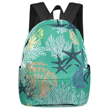 Aqua Yeşil Deniz Mercan Kabuk Denizyıldızı Kadın Erkek Sırt Çantaları Su Geçirmez okul sırt çantası Öğrenci Erkek Kız Çantaları Mochilas