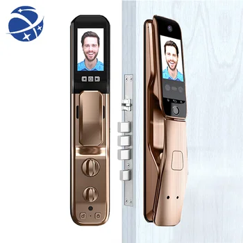  YYHC Akıllı Kapı Kilidi 3D Yüz Tanıma Palmiye Baskı Kilidini Çinko Alaşım Dijital Elektronik Akıllı kapı Kilidi Görüntülü Görüşme İle