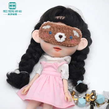  Blyth Doll aksesuarları Moda karikatür göz maskesi pembe beyaz kahverengi Azon OB FR kız Oyuncaklar hediye