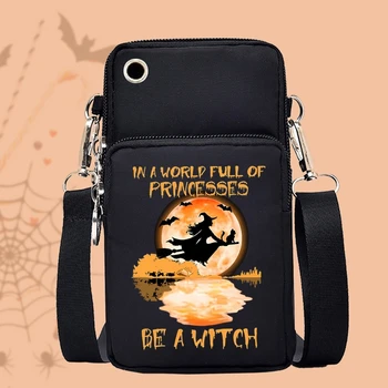  Kadın Mini Cep Telefonu Çantası Cadılar Bayramı Cüzdan bozuk para çantaları ve Çanta Bir Cadı Baskı Su Geçirmez Kadın omuz askılı postacı çantaları
