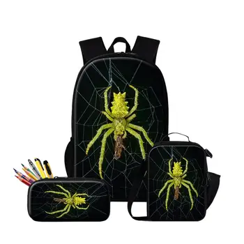  Örümcek Mantis Baskı okul çantası Penbox Gıda Öğle Yemeği Kutusu Öğrenciler İçin çocuk Moda Özel seyahat omuz 3 ADET Set Sırt Çantası