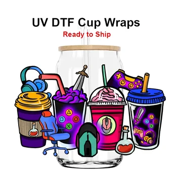  UV DTF Fincan Sarma Transfer Etiket Cam Kahve Fincanları için UV DTF Transfer Etiket UV Transferi Kristal Etiket Toptan