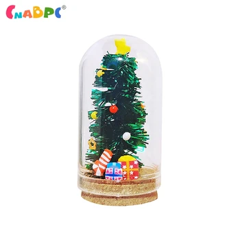  1: 12 Evcilik Minyatür Cam Yılbaşı Ağacı Süsleme Bebek Noel Şişe Modeli Oyuncak Bebek Evi Nea Yıl masa dekoru