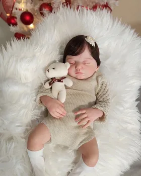  18 İnç 46CM Tam Silikon Vinil Bebek Gerçekçi Bebek Kız 3D Boyalı Bebek Bebek Köklü Saç çocuk hediyesi Muñecas Reborn