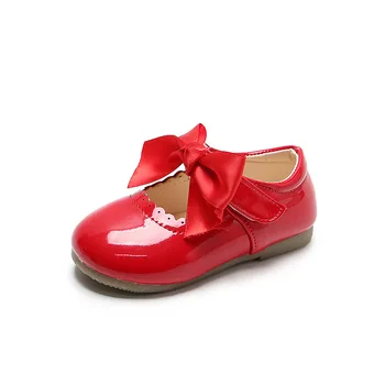  2021 Moda Yeni Bebek fiyonk-düğüm Yürüyor Çocuk Prenses Parti Patent Deri Ayakkabı Çocuk Dans Ayakkabıları 6M 1 2 3 4 5 6 Yıl