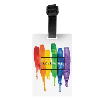  Aşk Kazanır Gökkuşağı LGBT Bagaj Etiketi Bavullar için Eşcinsel Gurur Lezbiyen Gizlilik Kapak KİMLİK Etiketi