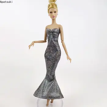  Gümüş Gri Moda Bebek Elbise Barbie dış giyim Mermaid Fishtail Parti Kıyafeti 1/6 Bebek Aksesuarları DIY