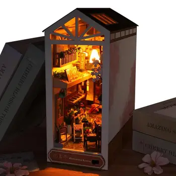  Kitap Nook Minyatür Kiti Yağmurdan Sonra Booknook Kiti DIY Dollhouse Booknook Kitaplık Ekleme Dekor Sokak Kitap Ayracı Modeli