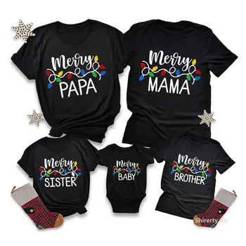  Aile Noel Eşleştirme Tişörtleri Baba Anne Kardeş Kardeş Tişörtleri Bebek Tulum Noel Aile Bak Elbise Noel Partisi Kıyafetleri