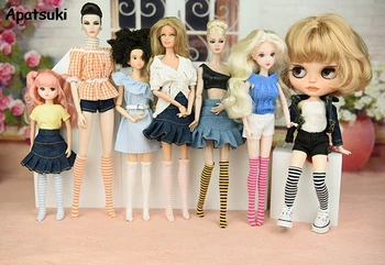  5 çift / grup Çorap Blythe Bebek Çorap barbie bebek Dollhouse Orta Tüp Pamuklu Çorap 1/6 BJD Bebek Aksesuarları Çocuk Oyuncakları