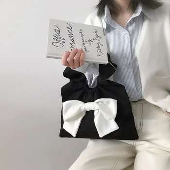  Yeni Şık İlmek Çanta Kadınlar için Mini Tuval Kırışıklık Hamur Çanta Sevimli Kolu el çantası Moda Retro Bayanlar Bilek Çanta Tote