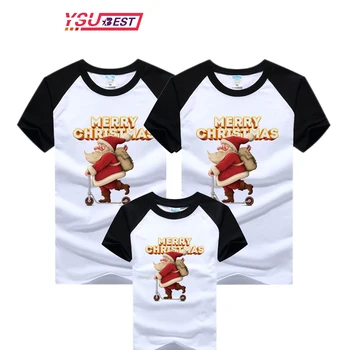  Yeni Yıl Kız Erkek Anne Baba T-shirt Noel Aile Eşleştirme T-shirt Kadın Erkek Çocuk T-shirt Pamuk Kısa Kollu Karikatür Baskı
