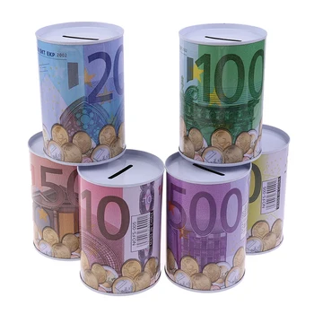  Euro Dollar Spaarpot Veilig Cilinder Spaarpot Banken Voor Munten Storting Opbergdozen Woondecoratie 10 20 50 100 10 Dollar