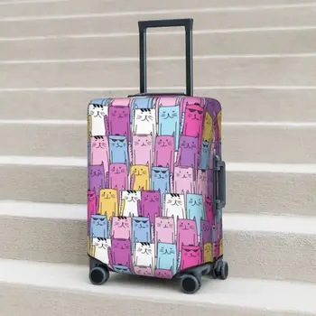  Kedi Desen bavul kılıfı Uçuş Hayvanlar Sevimli Karikatür Faydalı valiz Seyahat Koruma
