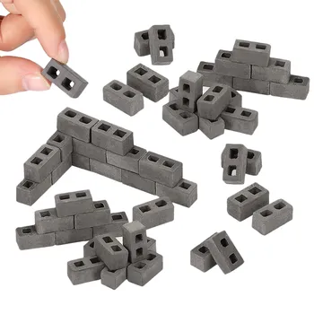  60 Paket Kül Blokları 1/12 Ölçekli Mini Tuğla Beton Minyatür Tuğla Küçük Peyzaj Dollhouse Aksesuarları