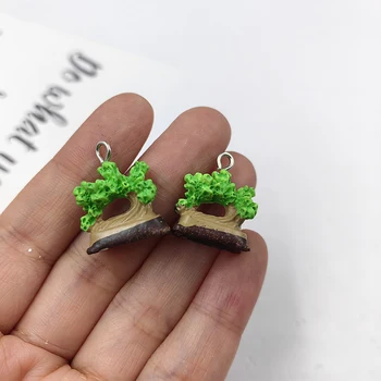  10 adet Güzel Yeşil Saksı Reçine Küpe Takılar Sevimli Bitki Kolye Flatback Anahtarlık DIY Takı Yapımı Bulguları C1591