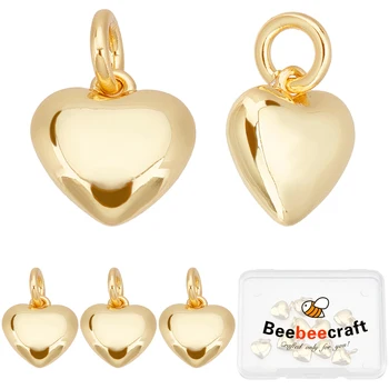  1 Kutu 10 Adet 18K Altın Kaplama Kalp Takılar 3D Kalp Dangle kolye uçları için Atlama Halkası ile anneler Günü sevgililer günü Hediyeleri