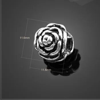  Moda 10 adet/grup 11.6 mm*11.6 mm Antik Gümüş Kaplama Gül Çiçek Boncuk charm Takı Yapımı İçin