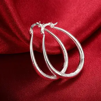  925 Ayar Gümüş charm 3CM Daire hoop Küpe Kadınlar için Lüks Moda Parti Düğün Aksesuarları Takı Yılbaşı Hediyeleri