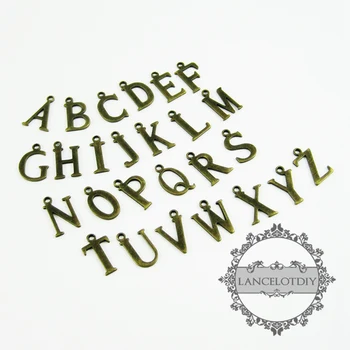  15x10mm vintage kawaii metal ilk alfabe mektubu bronz pirinç kolye çekicilik ABCDEFGHIJKLMNOPQRSTUVWX1810076