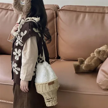  Çocuk Crossbody Çanta Kore Tarzı Moda Kişilik Dondurma Kız Örgü Rahat Basit Sevimli Güzel Tatlı Çanta Kızlar için