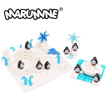  MARUMİNE Klasik Blok Seti Parçaları Antarktika Kar Penguen Modeli Tuğla Yaratıcı Yapılar oyuncak aksesuarları Çocuk noel hediyesi