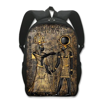  Mısır sanat Baskı genç erkekler için sırt çantası Kız Çocuk Okul Çantaları Mısır Firavunu Anubis Tuval Kitap Çantası Öğrenci Okul Çantaları