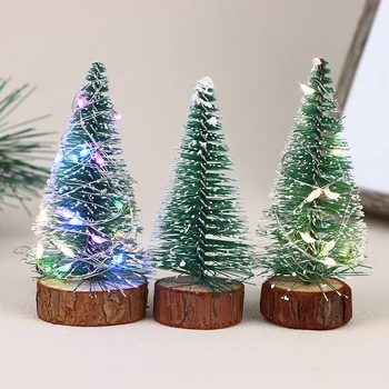  10cm 1: 12 evcilik minyatür noel ağacı sedir modeli süsler ışık DIY minyatür ışık yayan noel aksesuarları