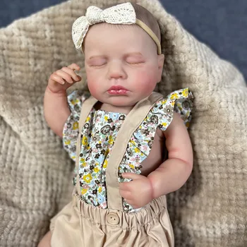  19 inç Loulou Tam Vücut Silikon Vinil Yeniden Doğmuş Uyku Yenidoğan Bebek Bebek Esnek 3D Cilt Tonu Görünür Damarlar