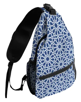  Soyut Geometrik Desen Indigo Göğüs Çanta Kadın Erkek Su Geçirmez postacı çantası Seyahat Spor Bir Omuz Crossbody Çanta