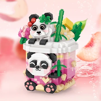  Sevimli Panda Mini Yapı Taşları DIY Hayvan Panda 3D Model Süt çay bardağı Süsler Monte Oyuncaklar Tatil Hediyeler