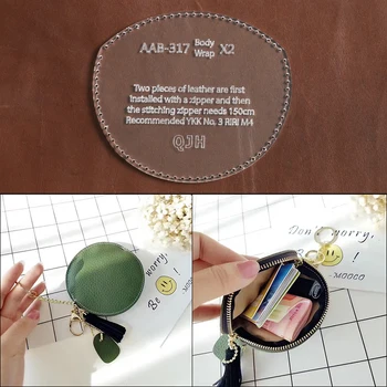  Yeni DIY El Yapımı Moda Kişilik Fermuar bozuk para cüzdanı Sikke saklama çantası Akrilik Şablon El Yapımı Deri El Sanatları Çanta Şablonu