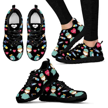  Sevimli Hemşire Doktor 3D Baskı Kadın Spor koşu ayakkabıları Örgü Bayanlar Sneaker Kadınlar Flats Yürüyüş günlük ayakkabılar Kızlar Zapatos De Mujer