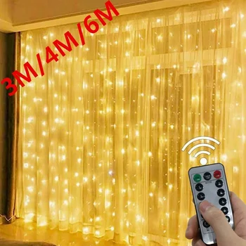  3M LED Garland perde ışıkları 8 modları USB Uzaktan Kumanda Peri ışık zinciri Düğün yılbaşı dekoru ev yatak odası lambası