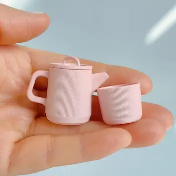  Dollhouse Süsler Gerçekçi Dollhouse Süsler Gerçekçi Dollhouse Çaydanlık Bardak Seti İnce İşçilik Mini Kompakt Minyatür