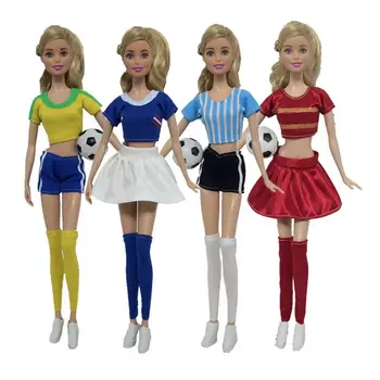  Sıcak Satış Kawaii 8 Ürün / Çok Moda Bebek Spor Giysileri Elbiseler Futbol Yago Takım Elbise Giymek Barbie DIY Çocuk Oyun Mevcut